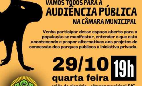 AUDIÊNCIA PÚBLICA CONTRA A PRIVATIZAÇÃO DOS PARQUES PÚBLICOS!