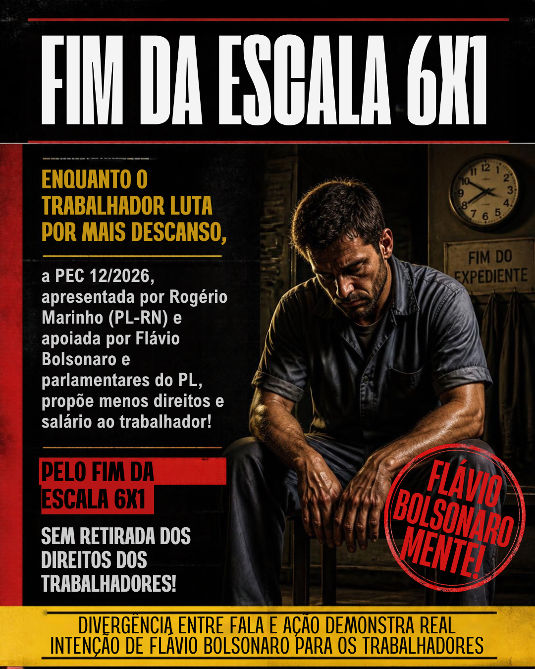 Fim da escala 6×1: discurso de Flávio Bolsonaro contrasta com PEC que reduz direitos dos trabalhadores